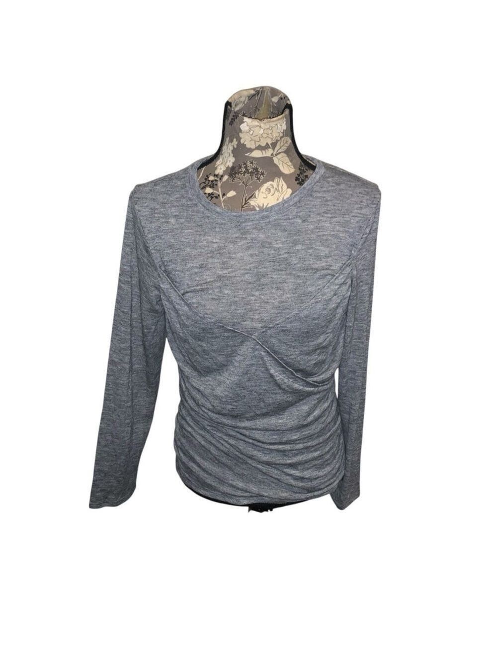 EXPRESS Gray Long Sleeve Faux Wrap Top size large NWT